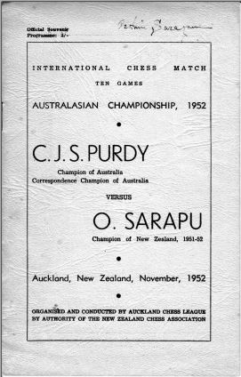 Purdy-Sarapu Match 1952, Australasian Championship