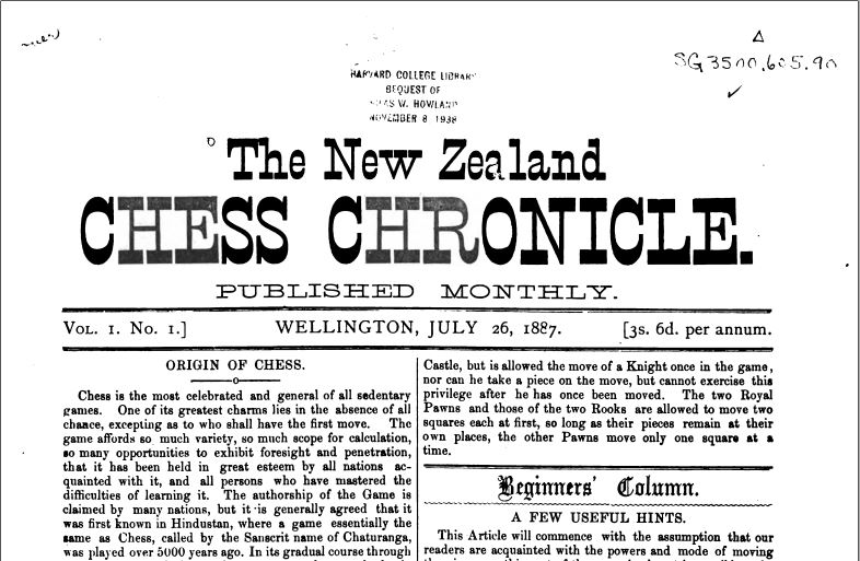 The New Zealand Chess Chronicle 1887-1888